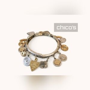 NWT Chico's Allison Mixed Metal Gold Silver Charm Bracelet Boho Chic
